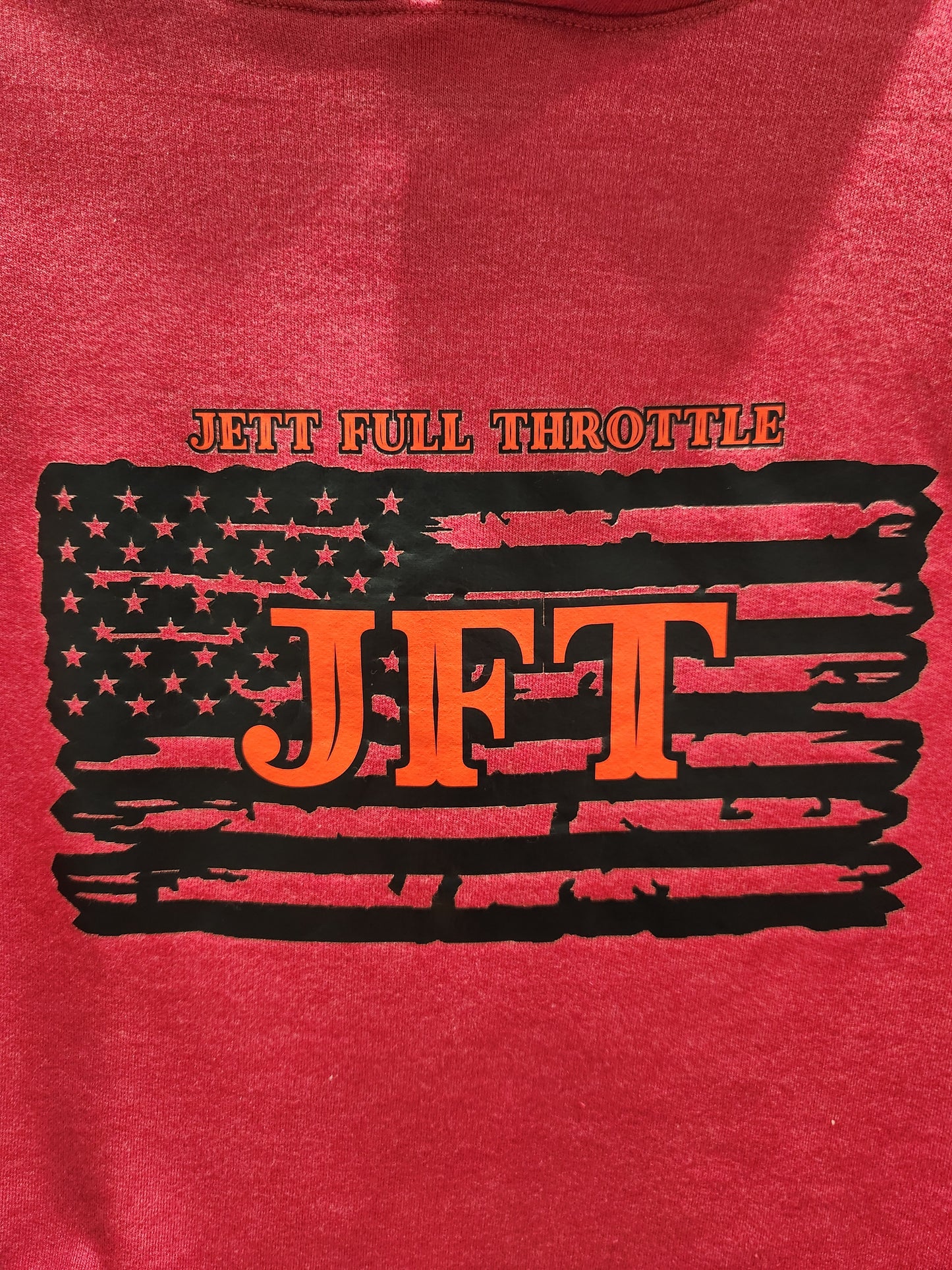 JFT FLAG LOGO Heather Red Adult Hoodie