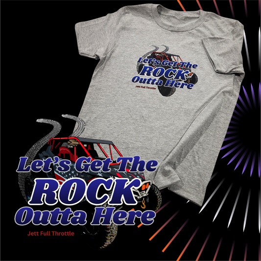 ROCK OUTTA HERE Adult T-Shirt